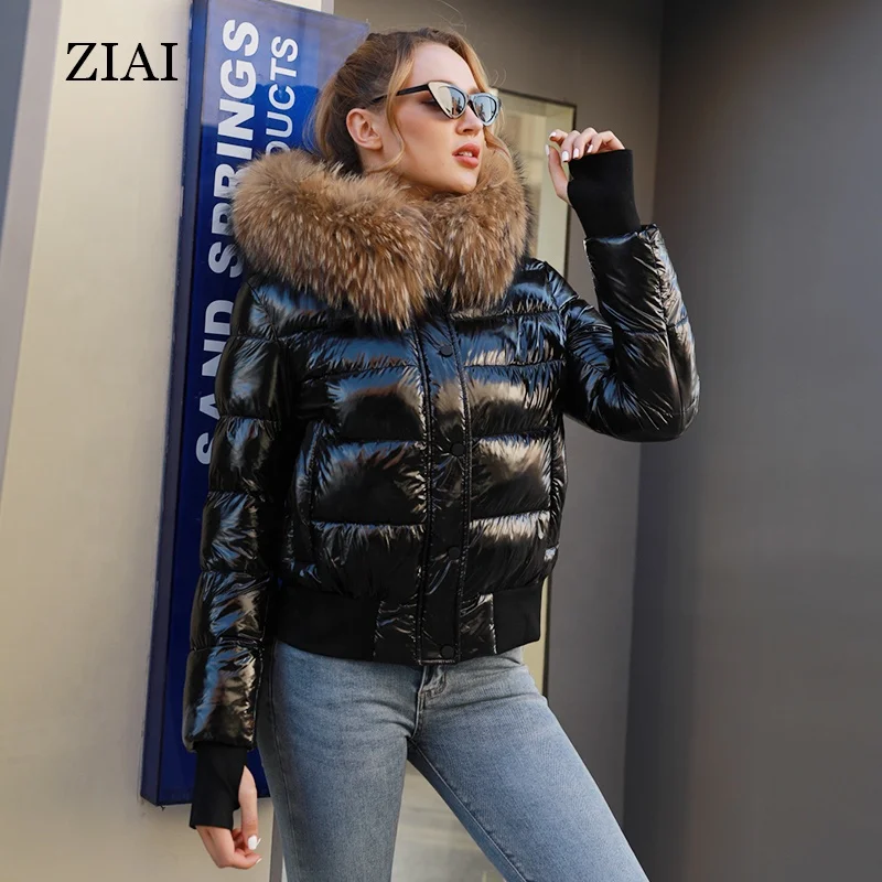 Fashion Winter Clothes Cropped Puffer Jacket Woman Shiny Puffer Coat  Quilted Coat With Hood Light Padded Black Shiny Puffer Coat