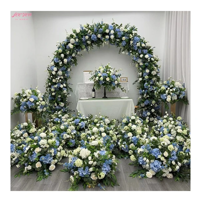 2024 Hot Selling Artificial Flower Colorful Flower Ball Blue Walkway Flower Runner Wedding Party Event Centerpiece Decorations.