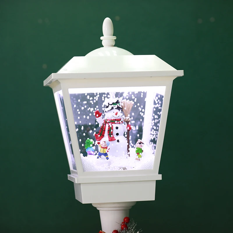 Christmas Snow Street Post Lamp Led Lighting Musical Snowing Santa
