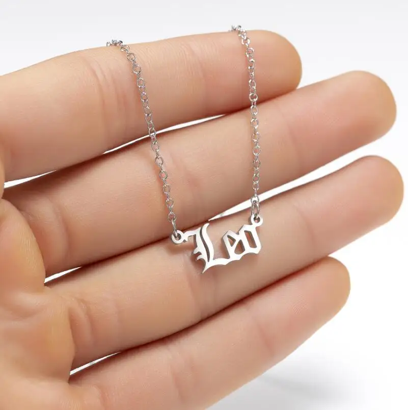 Custom Name Stainless Steel Cursive Letter Princess Angel Babygirl Gold Silver Tone Necklaces for Girls Gift