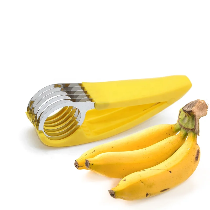 Stainless Steel Banana Slicer Fruit And Vegetable Salad Peeler Slicer  Kitchen Gadget Yellow