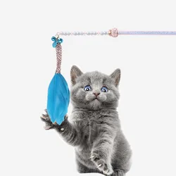 New pet cat toys feather funny cat stick can make a sound bell funny cat toys attract cute pet toys