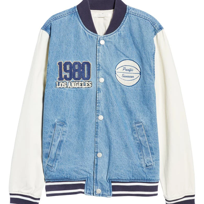 Baby Blue Varsity Jacket  M Los Angeles Letterman Jacket