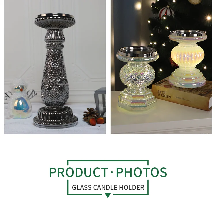 Hot Sale Glass Stable Pillar Taper Candles Holders Stand for Wedding Dinning Party manufacture