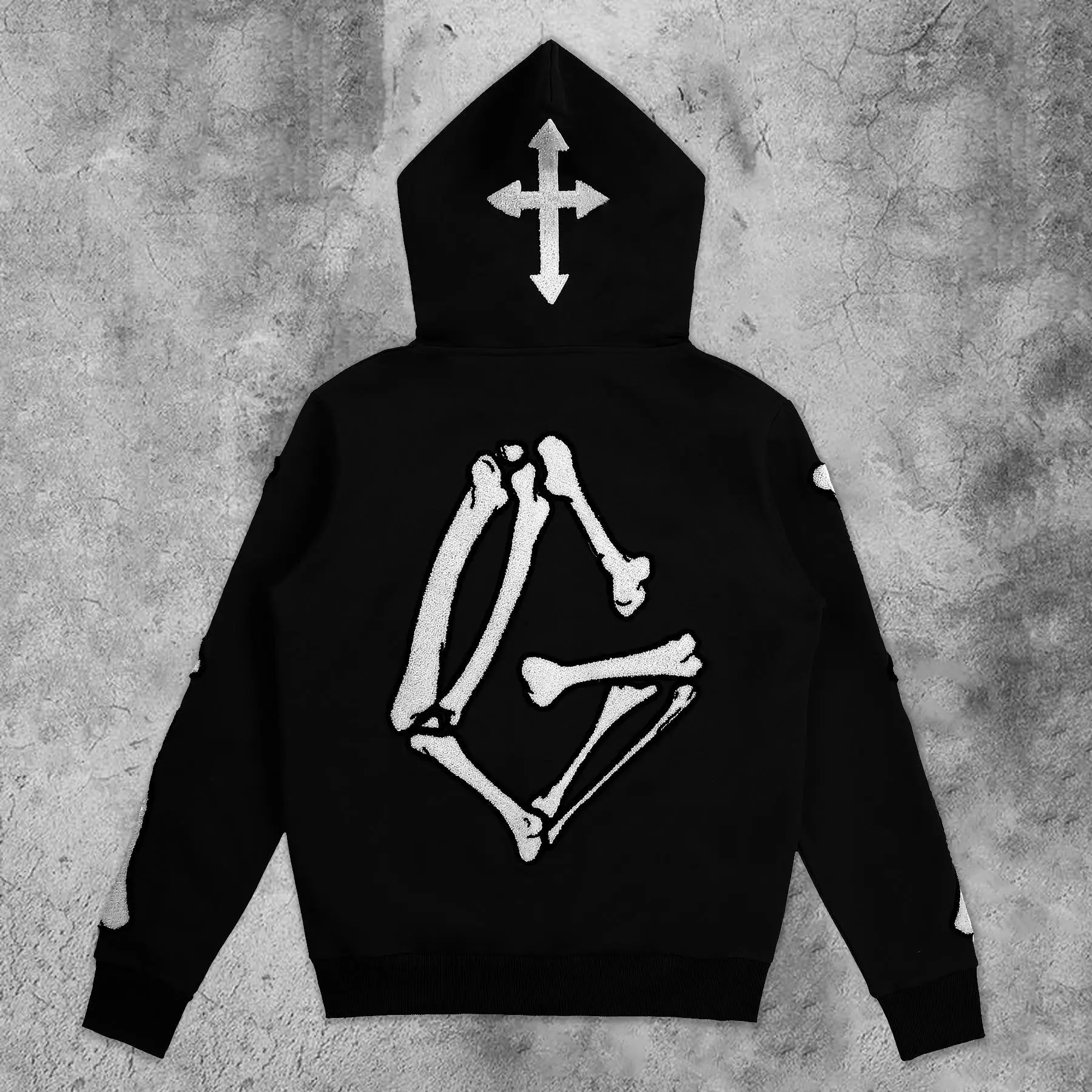 Custom Street Wear Rhinestone Pullover Hood Jacket Print Oversized French Terry Heavyweight Vintage Acid Wash Distressed Hoodie gallery 4