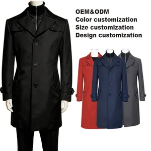 Exquisite Stitching Simple Cuffs Flat Straight Black in Stock Men's Single-breasted Coat
