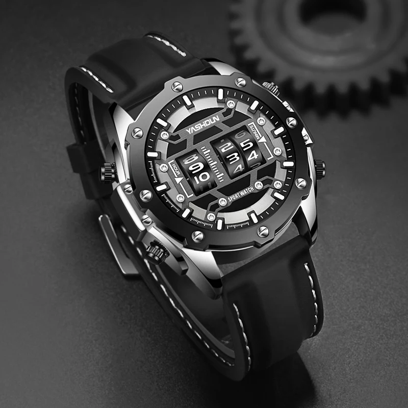 Trendy Personalized Multifunctional Men's Watch Sports Silicone Tape Waterproof Calendar Watch