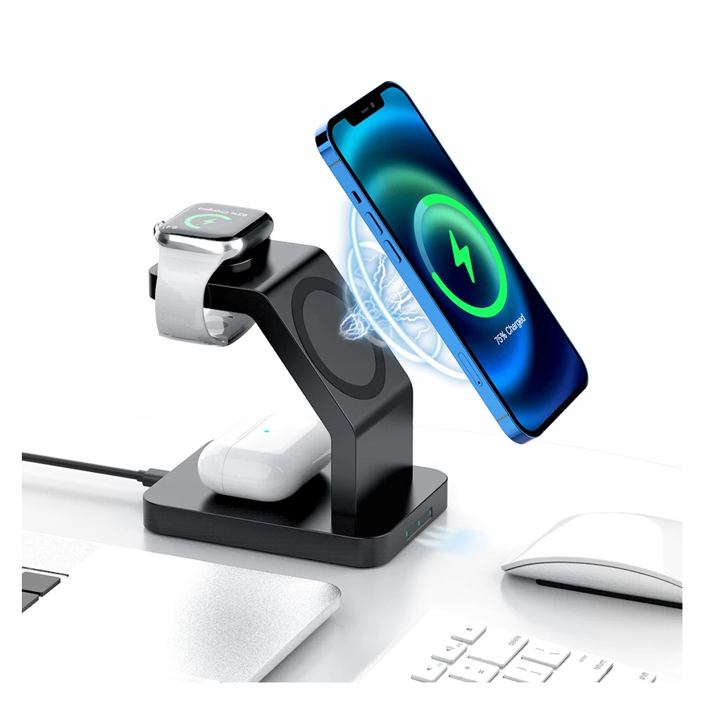 Latest Technology 3 in 1 Fast Charge Magnet Charger Magnetic Wireless Charger Stand