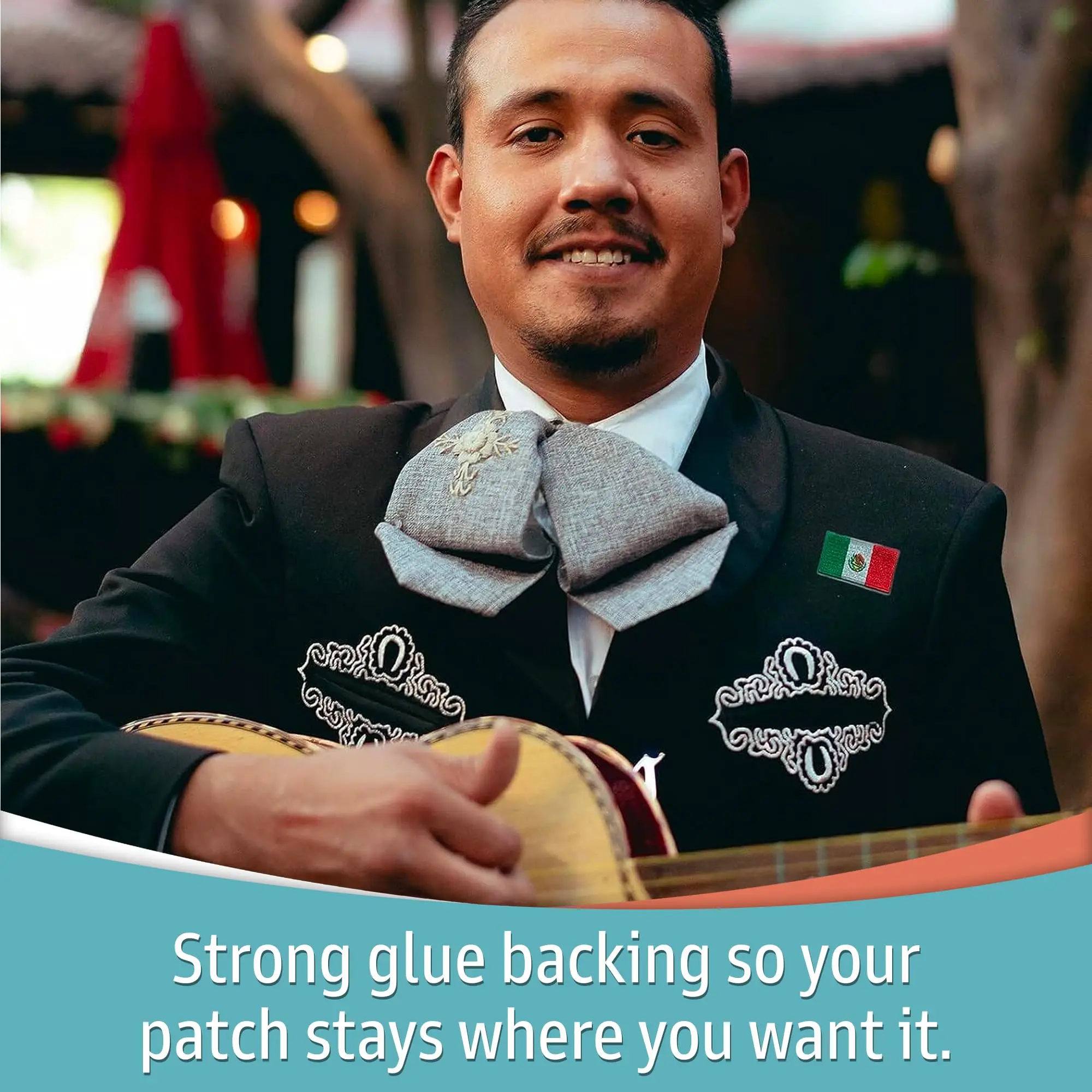 Durable Rectangular Sew on Mexico Embroidery Iron on Mexican Country Flag Patches for Hats Backpack Shirt