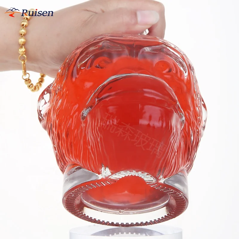 Hot Selling Customize Monkey Shape Luxury Beverage Wine Glass Bottles with Cork