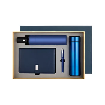 Custom A5 Luxury Refillable Stationery Notebook Gift Notebook Pen Thermos Umbrella Business Notebook Gift Box