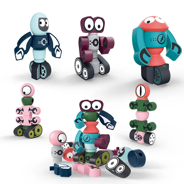 
Магнитные роботы, набор магнитных блоков для детей с коробкой для хранения, складные роботы, игрушечный стержень, развивающий игровой набор для мальчиков и девочек 