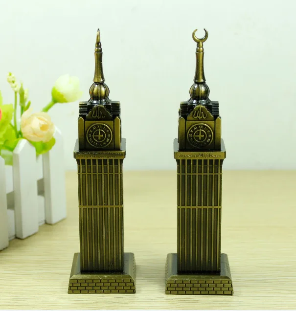 Saudi Arabia Makkah Clock Model and Mecca Royal Clock Tower for Arabic Muslim Ramadan Gift Al-Aqsa Mosque Miniature