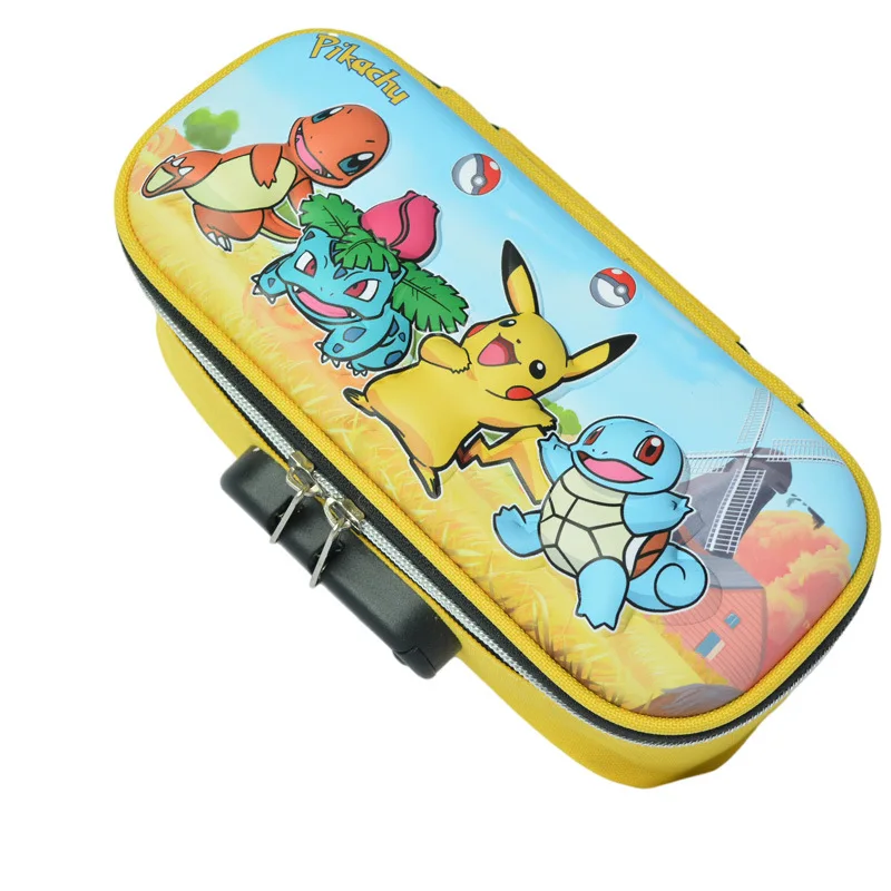 Pikachu 3D Stereo Password Lock Fabric Satchel Large Capacity Multi-Layer Student Stationery Box Multiple Styles Pencil Case Bag