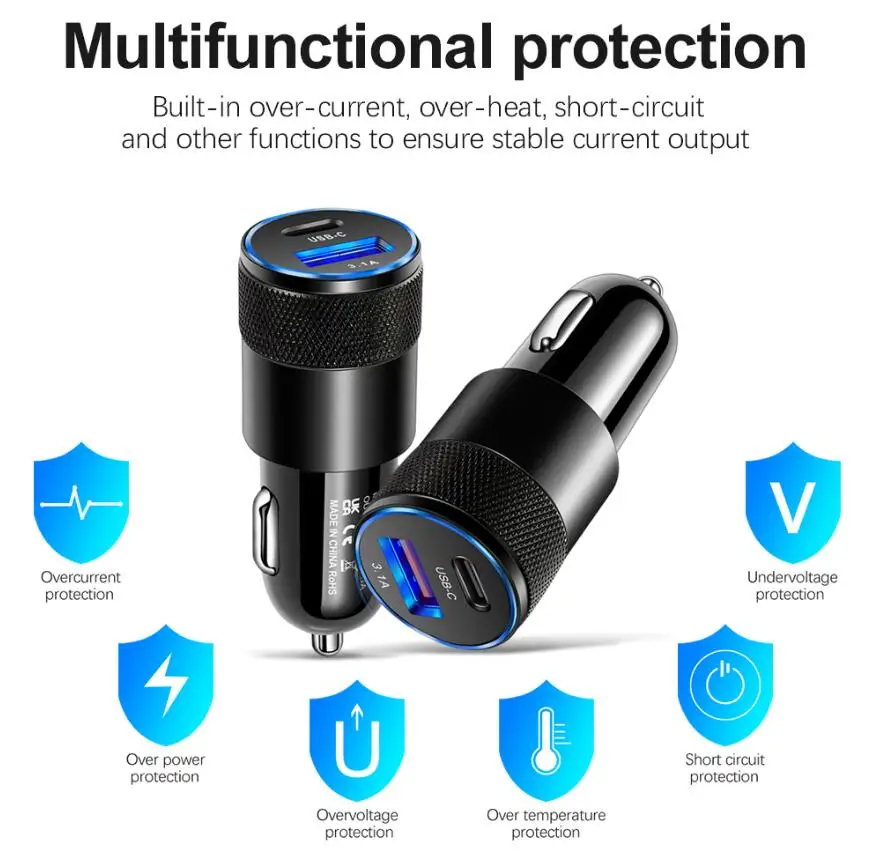 Quick 70w Car Charger Fast Charging Portable Battery Charger For Car Mobile Phone Car Charger