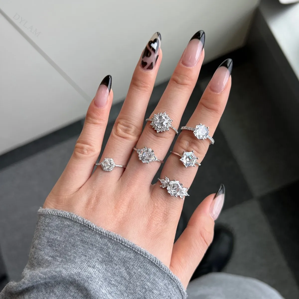 KAKODIY rings fashion trend jewelry hexagonal 925 Sterling Silver silver zircon wedding ring detail 1