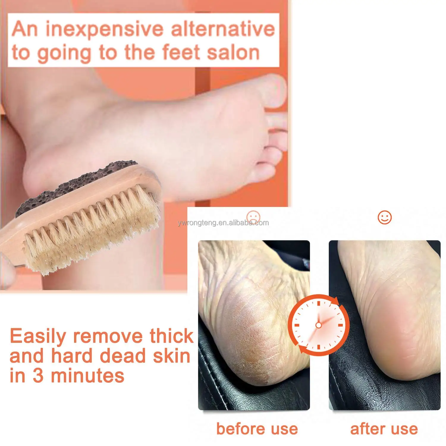 Two Sided Foot Scrubber: Pumice Stone Smoother & Bristle Brush Foot  Exfoliator