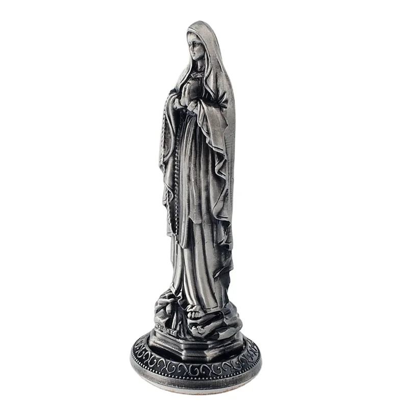 Yiwu Ready to Ship Items Religious Christian Catholic Metal Crafts Standing Statues Bronze Plated Statue in Virgin Mary BZR21565