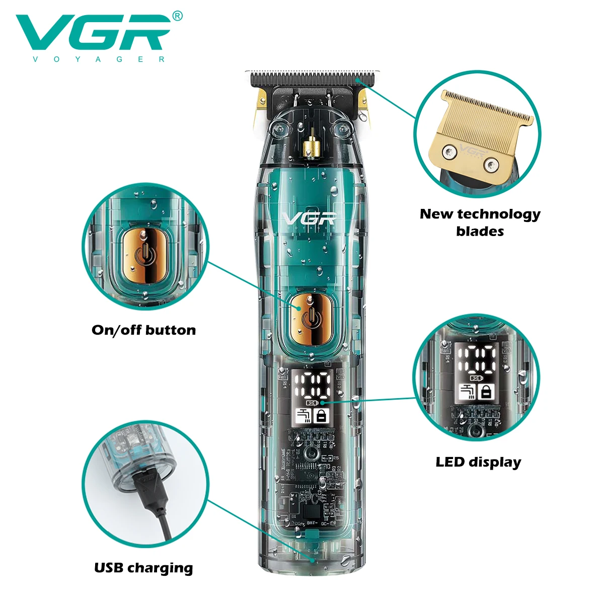 VGR V-961 IPX7 Waterproof Hair Clipper - Professional Trimmer