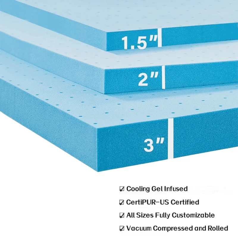 Mattress Topper Packing with Custom Logo Polyurethane Memory Cool Foam Topper Mattress Cover Pad for Mattress