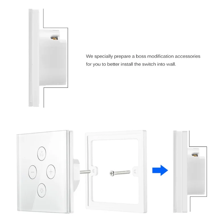 New Touch Panel Smart Fan Light Switch Tuya App Remote Speed Control Voice Wifi Ceiling Fan