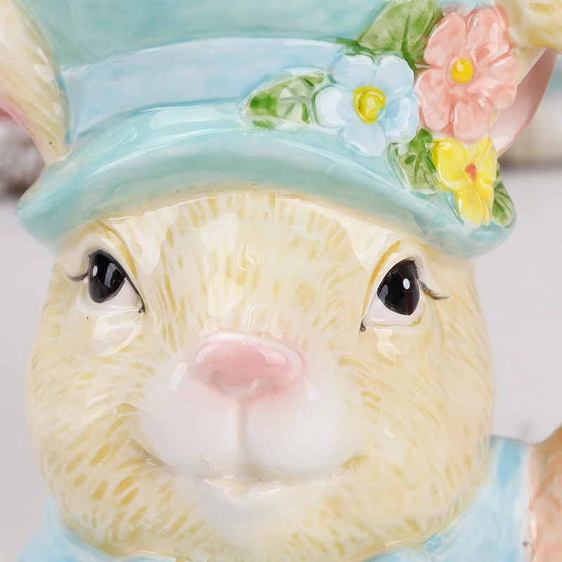 Redeco Creative Rabbit Shaped Ceramic Mug 3D Animal Design Decorative Drinkware Easter Bunny Coffee Ceramic Mug Custom Cup