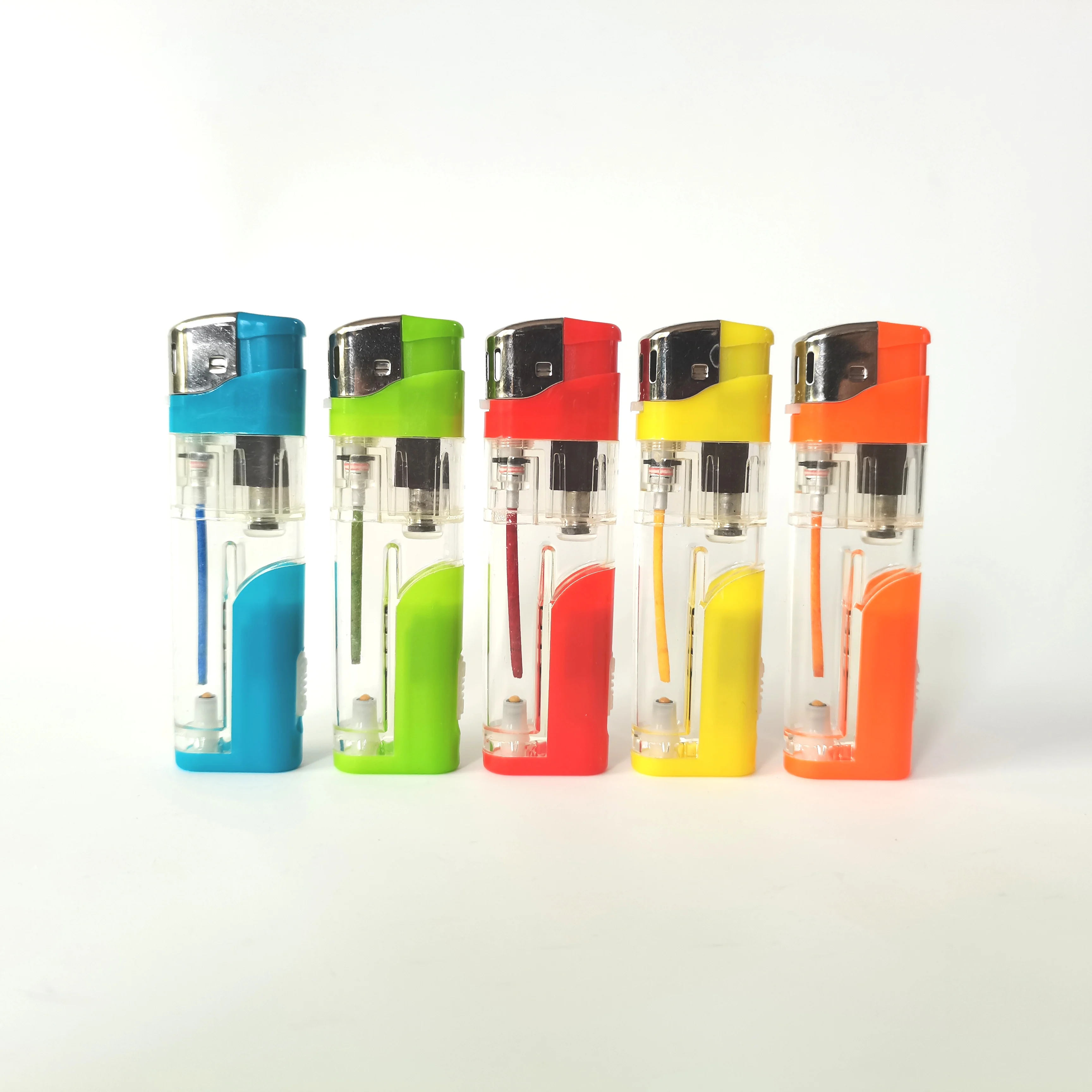 light up cigarette lighter High Quality Refillable Cigarette Lighter Electronic Gas Lighter With LED