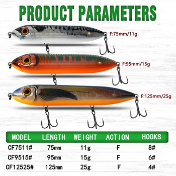 CHEERY Stainless Steel Floating Pencil Live Bait 75 cm 11 g / 95 cm 15 g / 125 cm 25 g Surface-Lying Lure – Pencil – view 3
