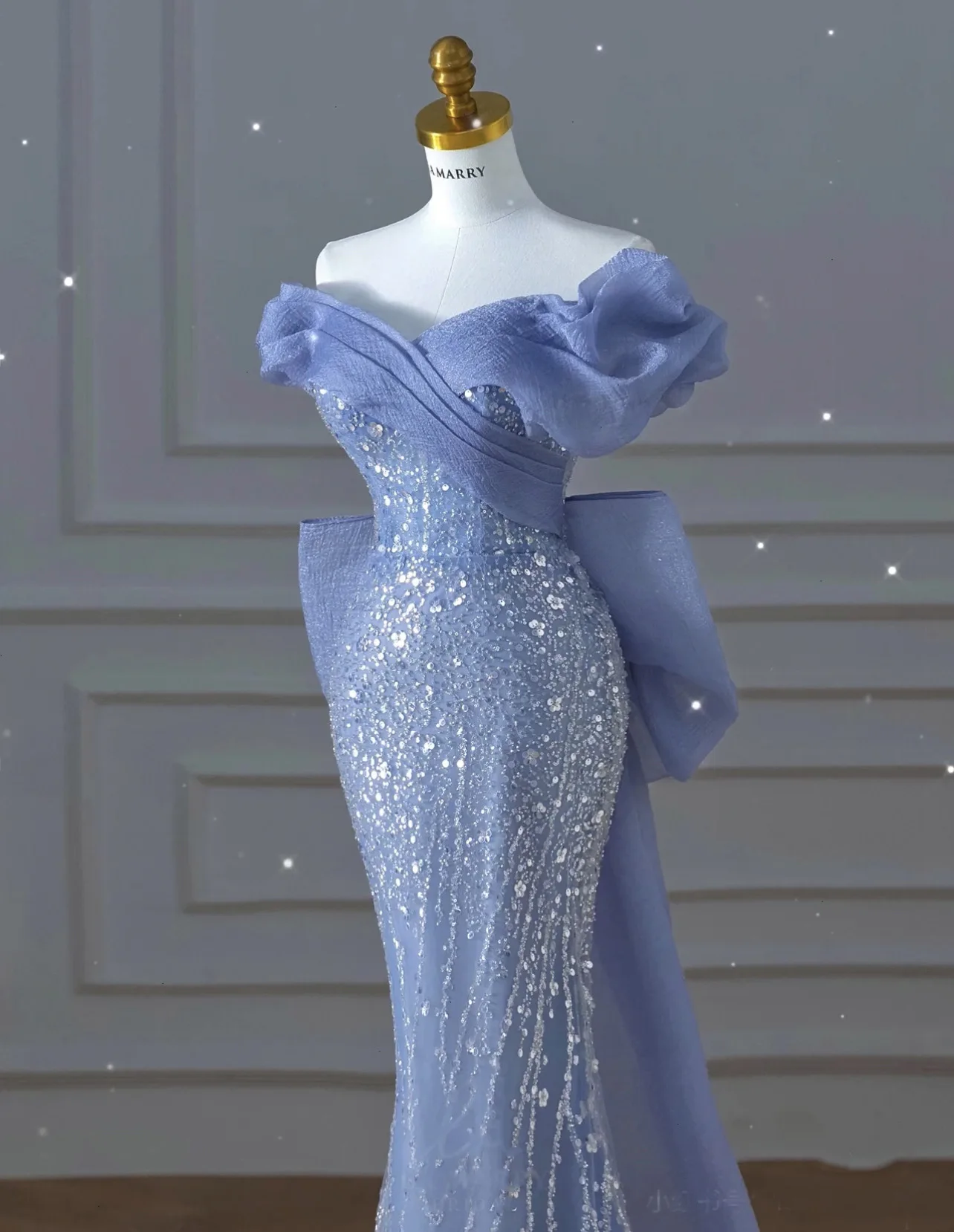classy light blue dress Elegant Light Blue Satin Arabic Evening Dress with Overskirt SF048 Light Blue / 16 main image 0