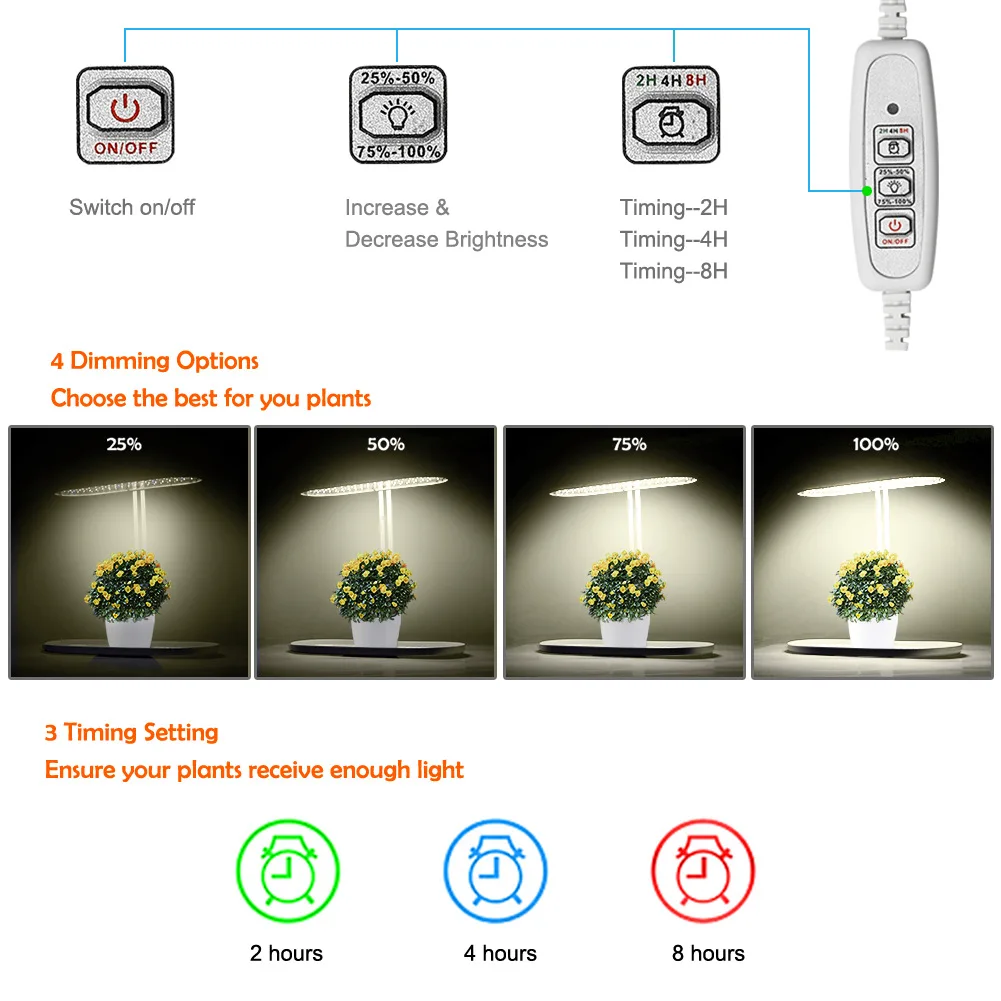 Dimmable Full Spectrum Led Hydroponic Growing Light Lamp For Plant Grow ...