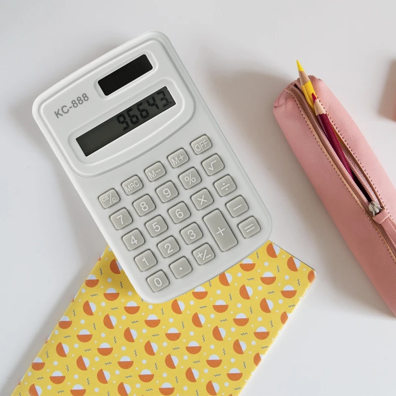 Basic Standard Calculators Small Digital LCD Display Portable Pocket Size 8-Digit Solar Power Smart Calculator for Kids Office