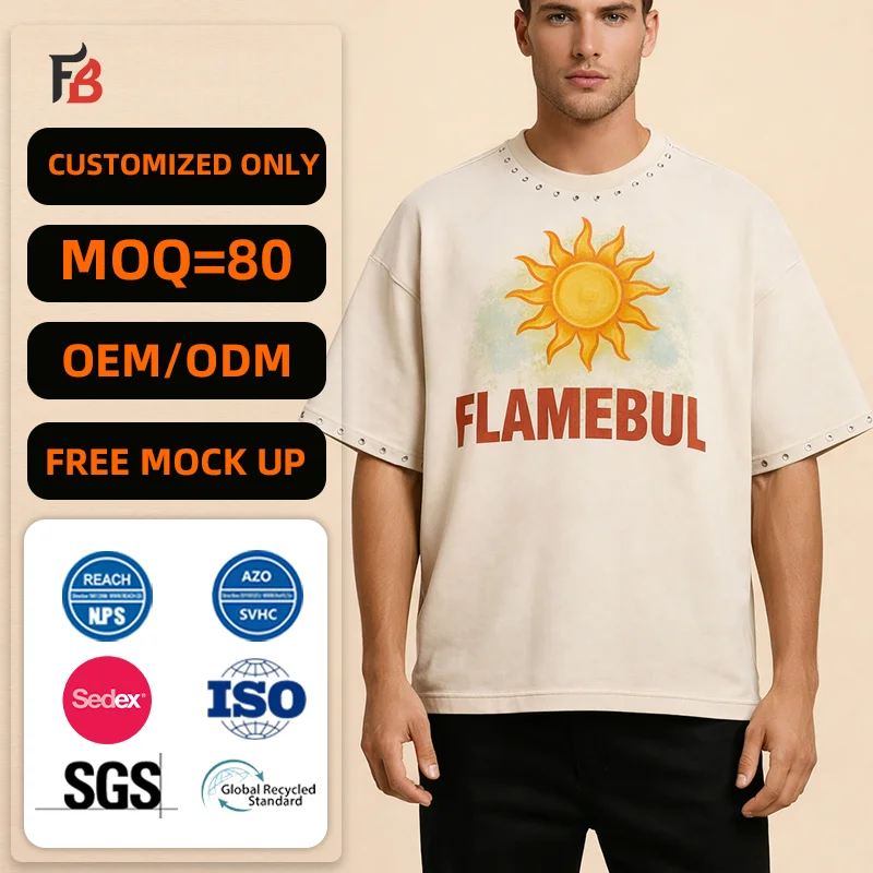 High Quality Cotton Streetwear Cropped T Shirts Custom Heavyweight Graphic Distressed Oversized T-Shirt for Men