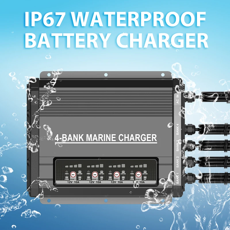 12v 10a Onboard Battery Charger,4bank,For Marine Lithium(lifepo4),Agm