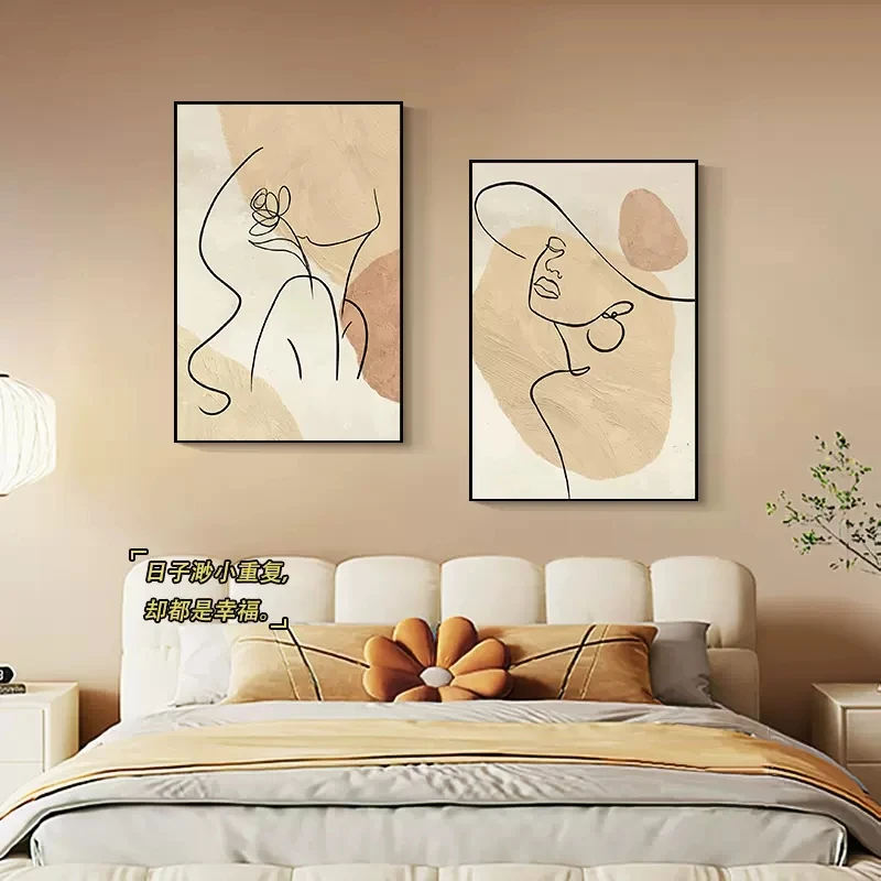 JZ  Home Decor Nordic Style Print Wall Art Portrait Line Canvas Painting Abstract Women Face Picture