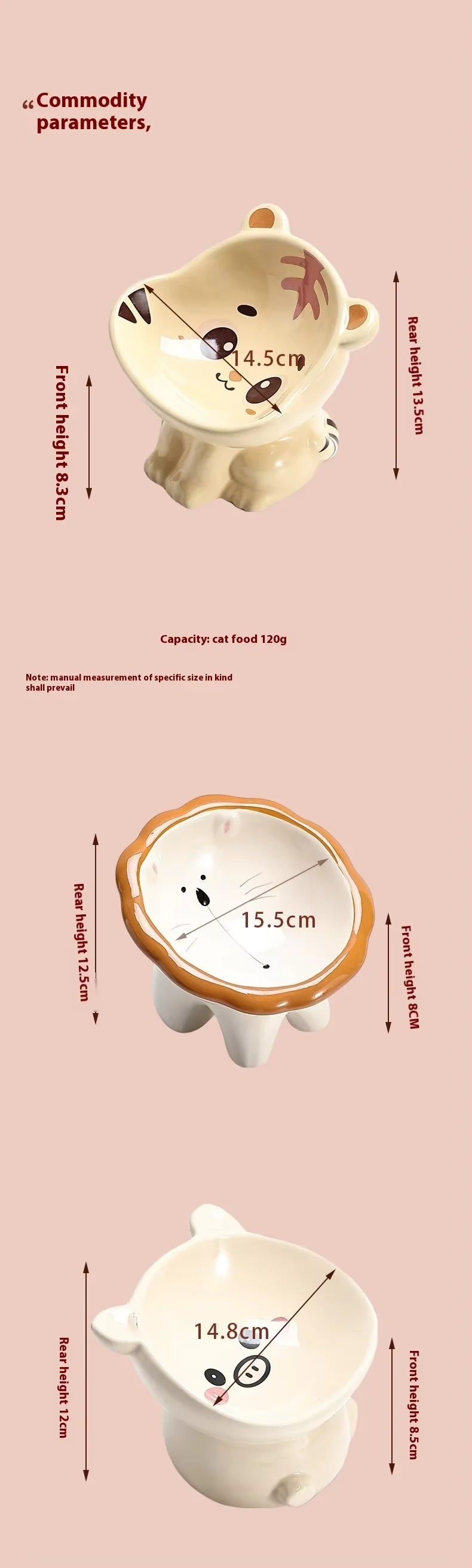 Cute Diagonal Cat Bowl Eco-Friendly Ceramic Protection Cervical Vertebra Prevents Upset for Dog Rice Cat Food Pet Supplies manufacture