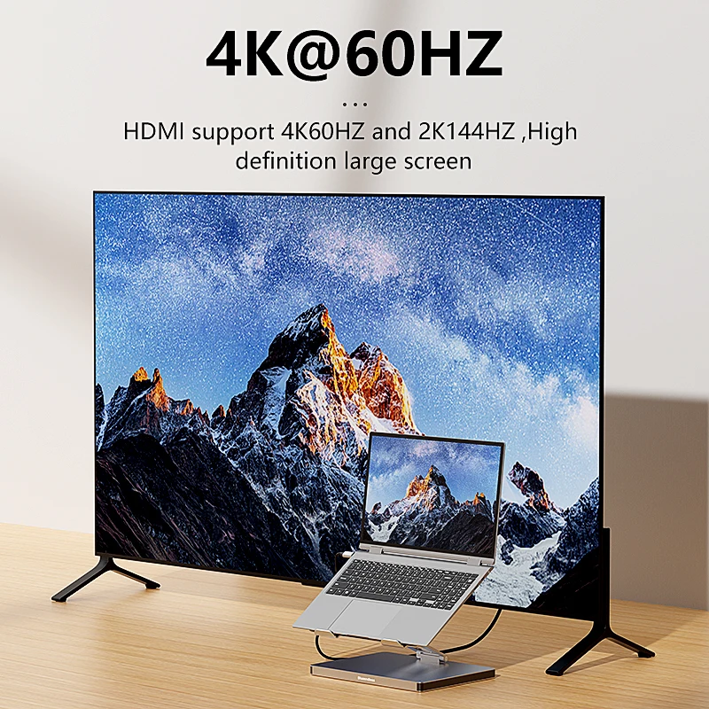 For Macbook Stand 10 In 1 USB C Multi Port Hub USB 3.0 USB-C Type-C PD Charging HDTV 4K Docking Station for Laptops and Tablets