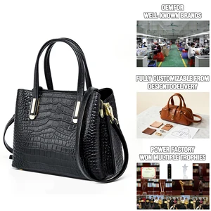 Factory Wholesale Vintage Women's Genuine Leather alligator Handbags High-quality Cowhide Shoulder Crossbody Bag for Ladies