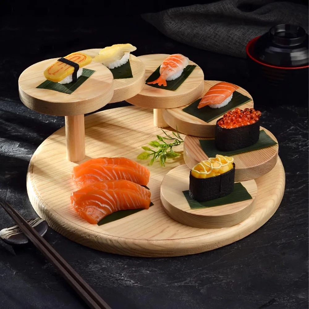 product hotel creative japanese sushi pate grilled meat hotpot wooden tableware arrangement food tray for serving and displaying dishes-7