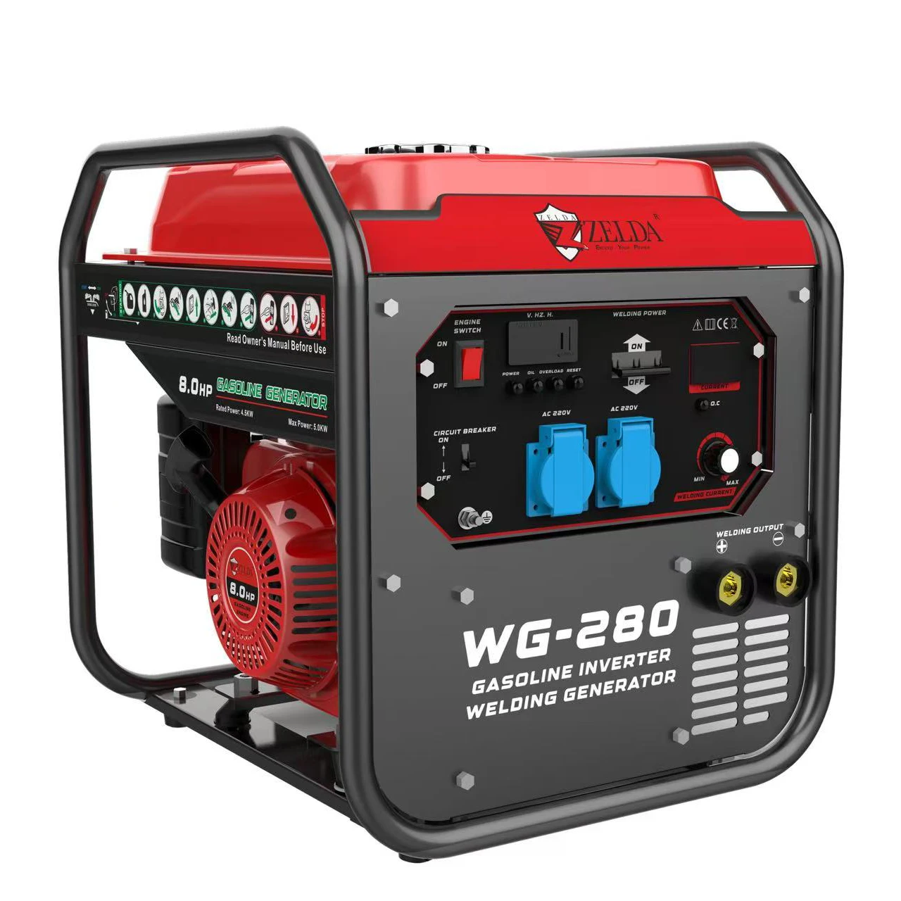 Portable Economic Gasoline Power Generator DC120A - 1ph Welding