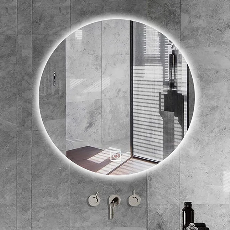 Round Backlit Led Smart Bathroom Mirror Makeup Wall Lighted Mirror