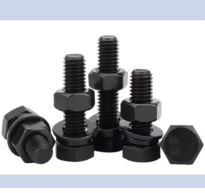 product high quality excellent din933 hex bolts professional fastener black coating steel structure hexagonal bolt-66