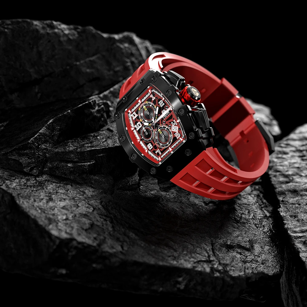 Free Shipping Luxury Quartz Watch 5 ATM Water Resistant 18mm Silicone Band with Crystal Dial Window for Business