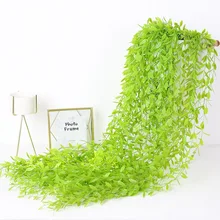 Simulation Willow plastic flowers plant green leaf rattan indoor block the wall hanging green plant decoration