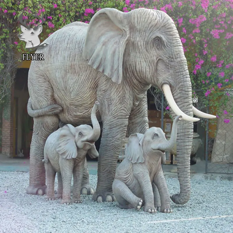 Artificial Outdoor Garden Decoration Animal Statue Large Fiberglass Resin 3d Elephant Statues