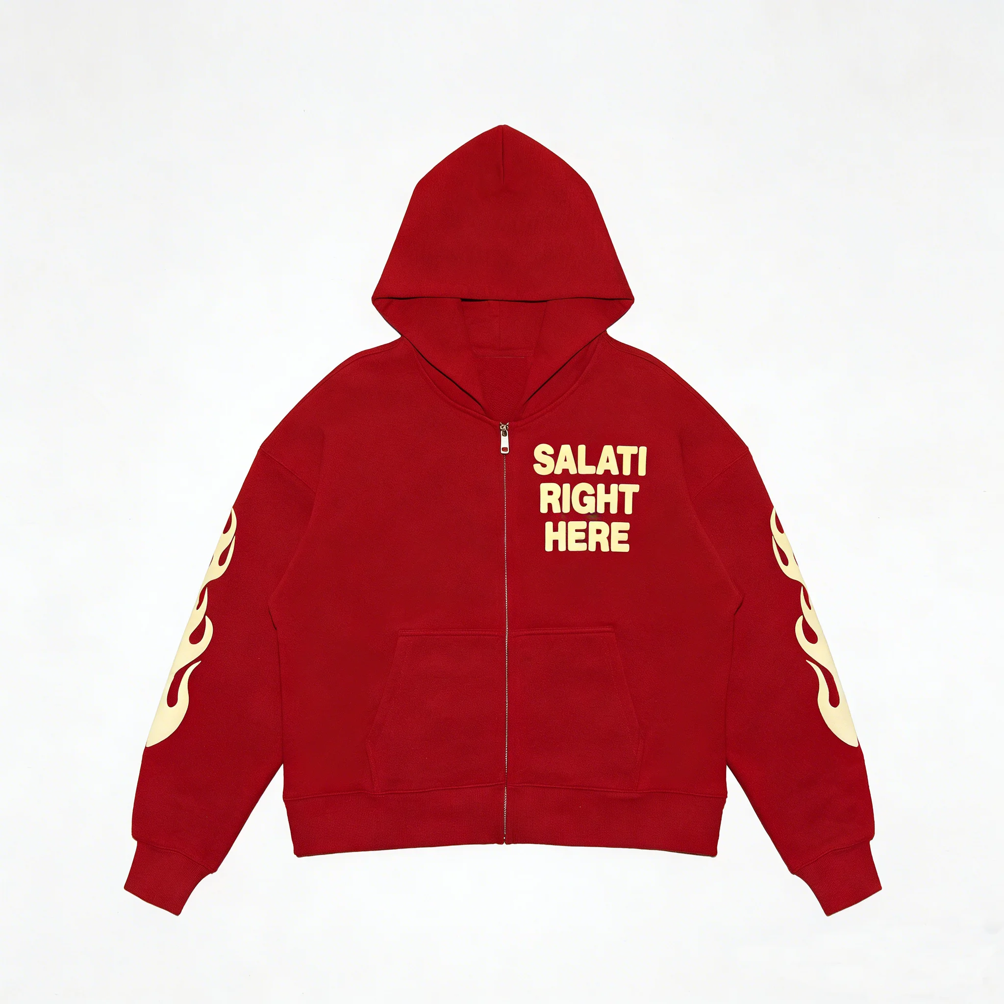 SALATI High Quality Custom Streetwear Zip up Jacket Heavyweight Vintage Acid Wash Screen Printing Boxy Hoodie for Men