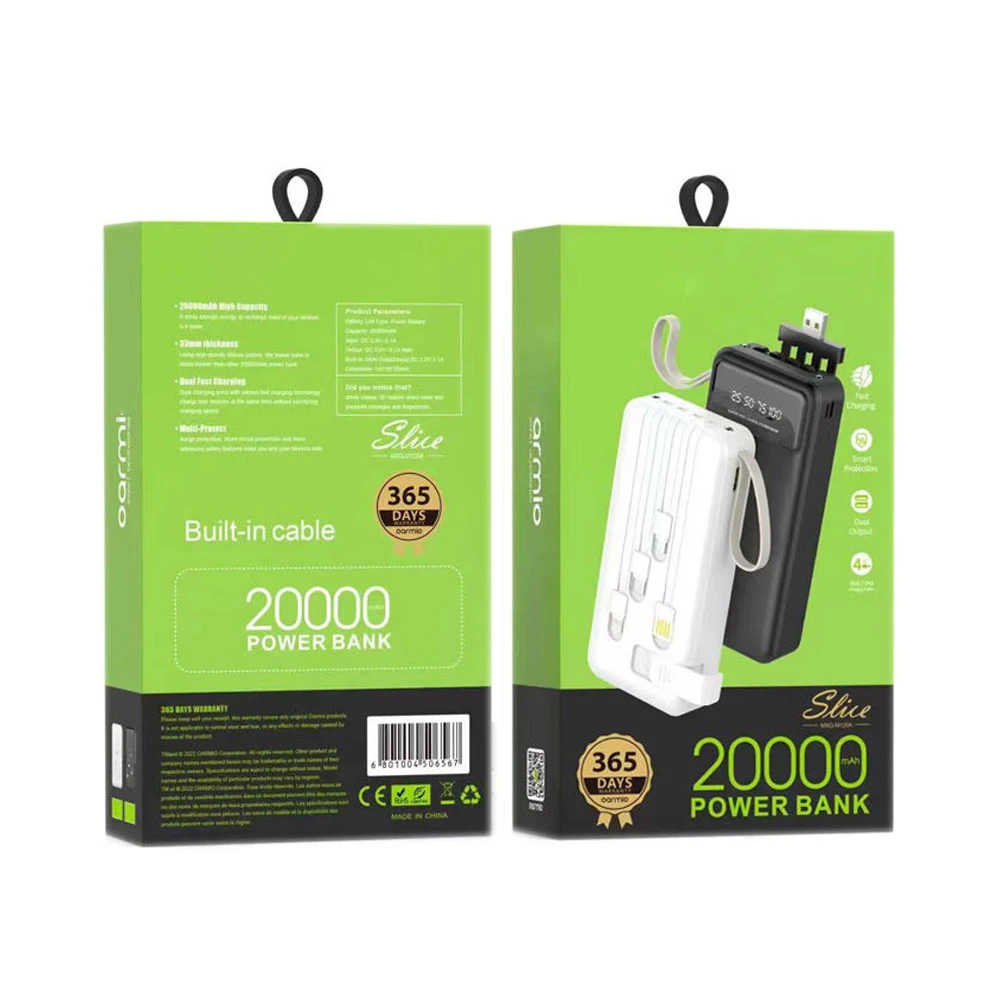Emergency Mobile Battery 10000mah Mini Keychain Builtin Cables Fast