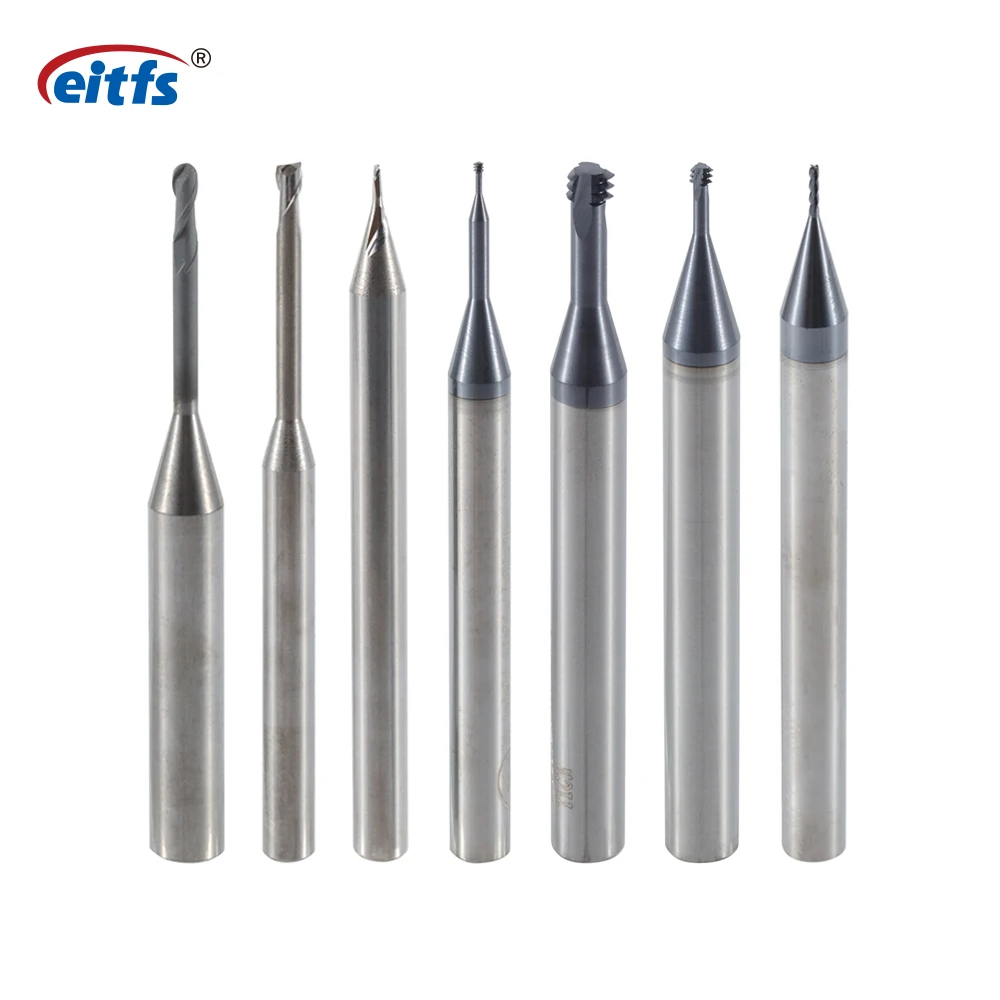 Eitfs Long Neck Thread Micro Ball Nose End Mill Carbide Cnc Ball Nose