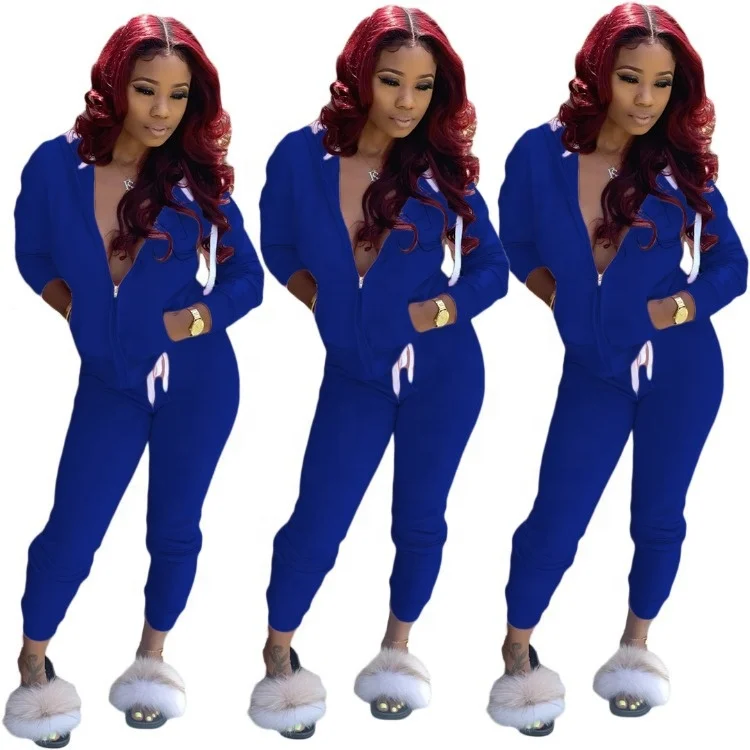 2021 wholesale sweat suit plain zipper hoodies women sportswear