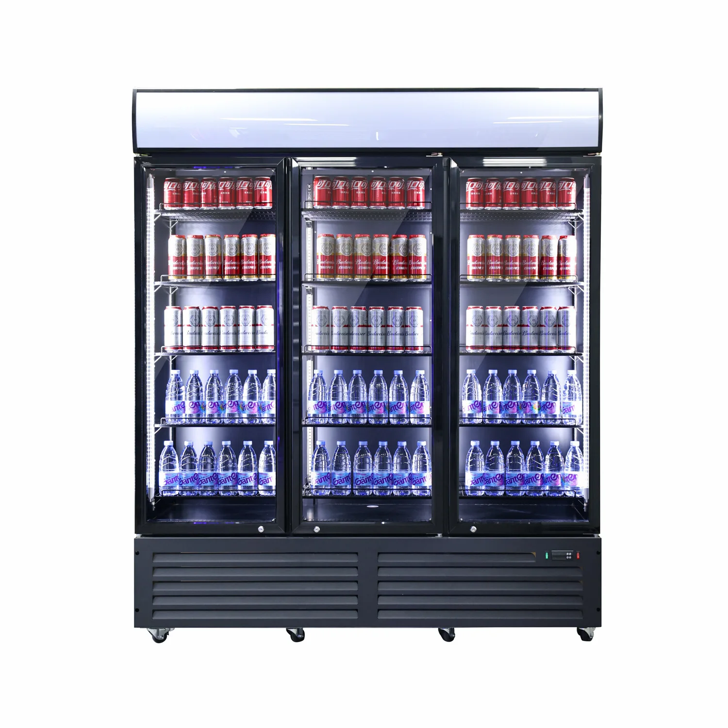 ETL Lg  Drink Display Showcase Cold  Coca Cola Glass Display Fan Cooling Merchandiser Cooler With Wheels