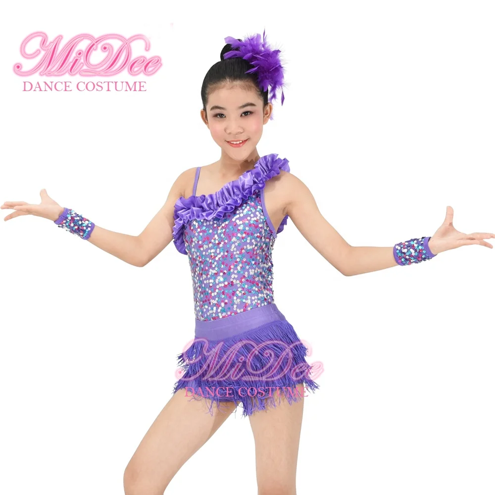 Kids Girls Latin Jazz Dance Dress Ballroom Dancewear Perform Competition Costume